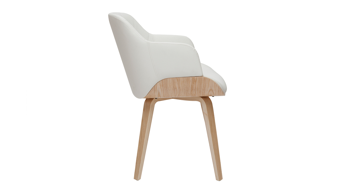 Chaise design blanc et bois clair LUCIEN