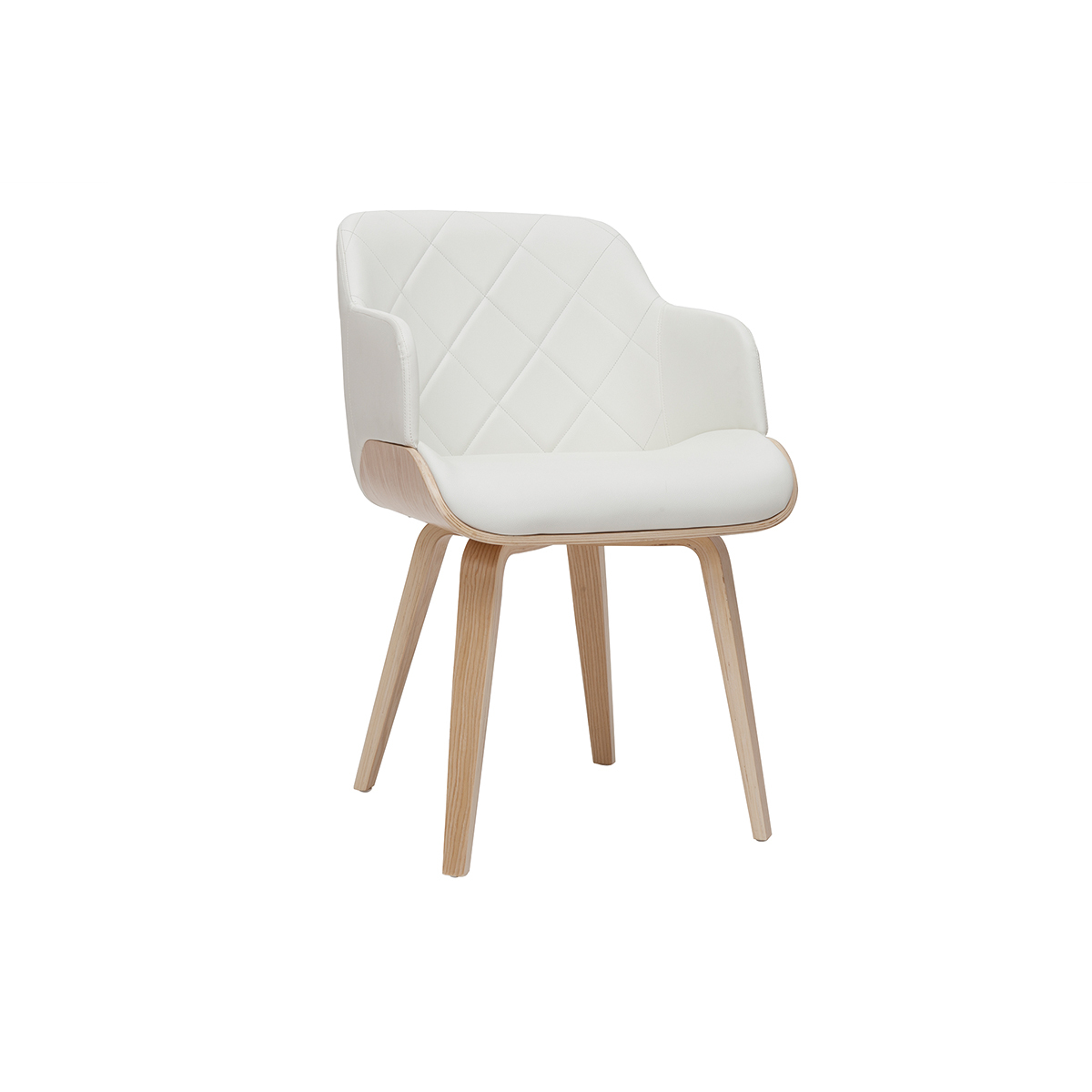 Chaise design blanc et bois clair LUCIEN Chaise design blanc et bois clair LUCIEN