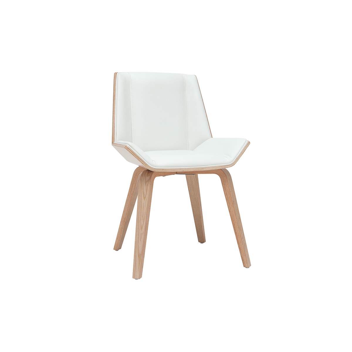 Chaise design blanc et bois clair MELKIOR vue1