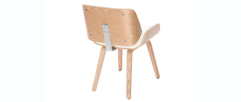 Chaise design blanc et bois clair RUBBENS