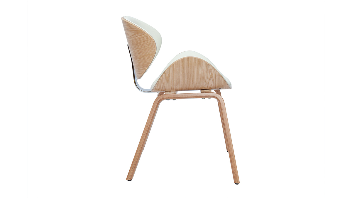 Chaise design blanc et bois clair WALNUT