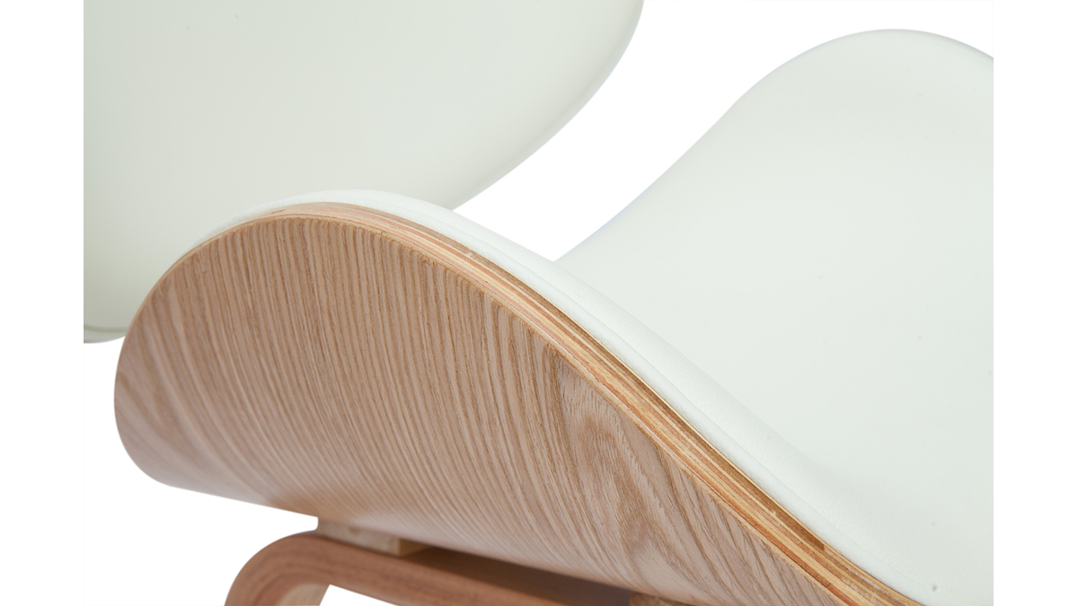Chaise design blanc et bois clair WALNUT