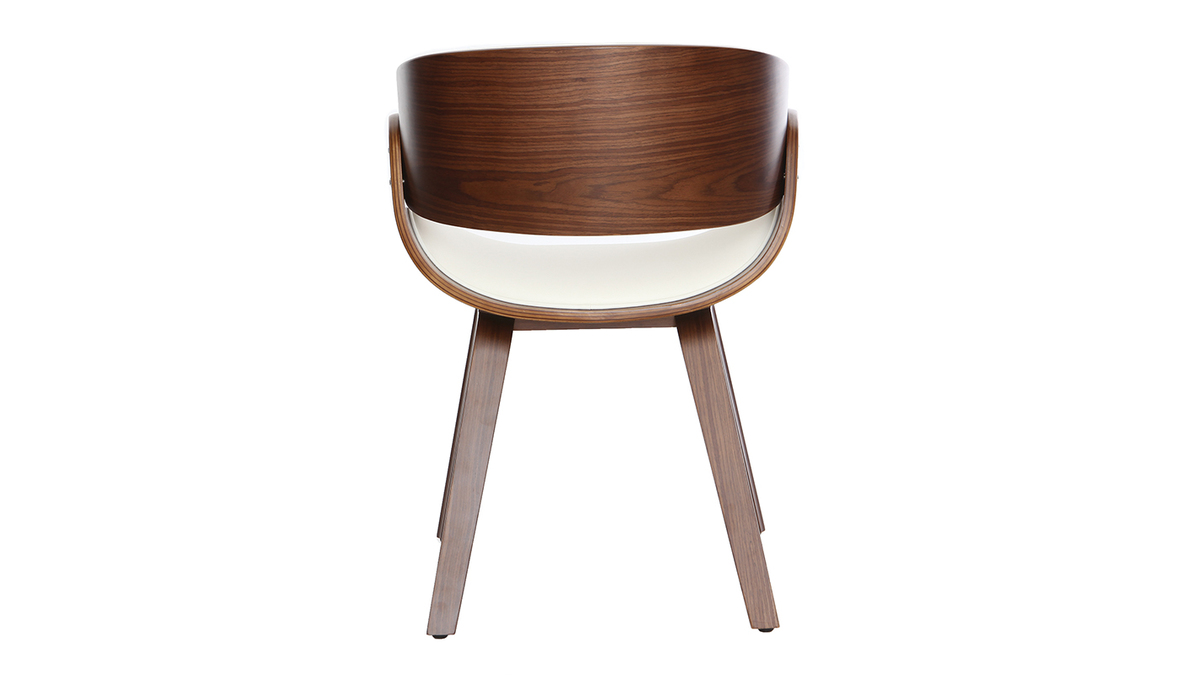 Chaise design blanc et bois foncé BENT