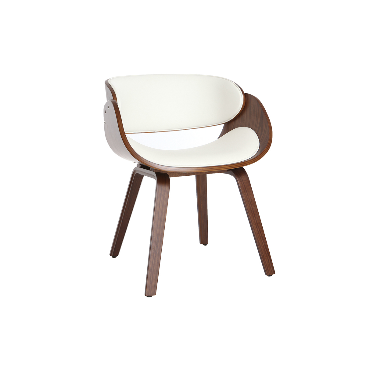 Chaise design blanc et bois foncé BENT vue1