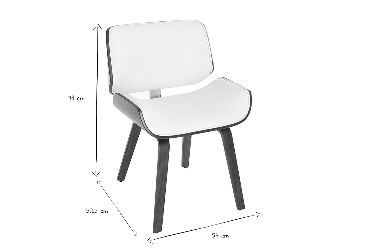 Dimensions de la chaise RUBBENS en noir et blanc : 78 cm hauteur, 54 cm largeur, 52,5 cm profondeur.