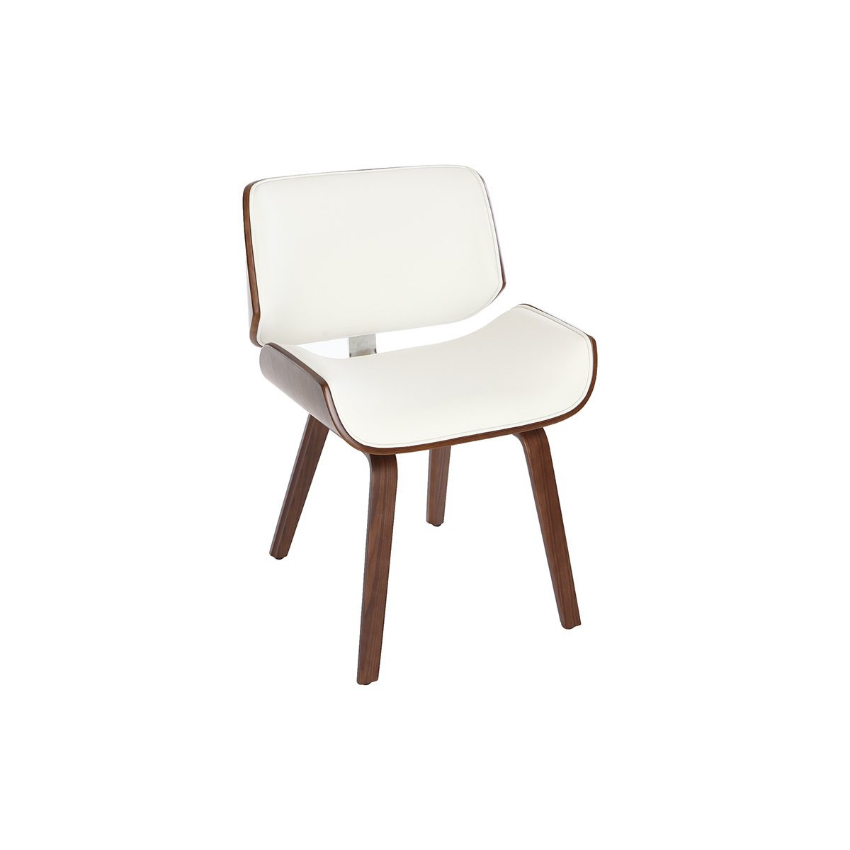 Chaise design blanc et bois foncé RUBBENS vue1
