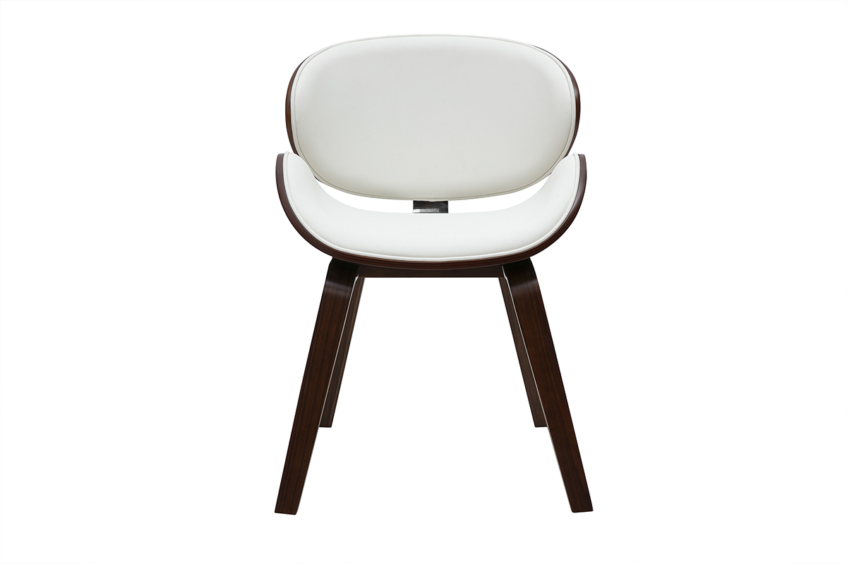 Chaise design blanche et bois fonc noyer WALNUT rtro-chic