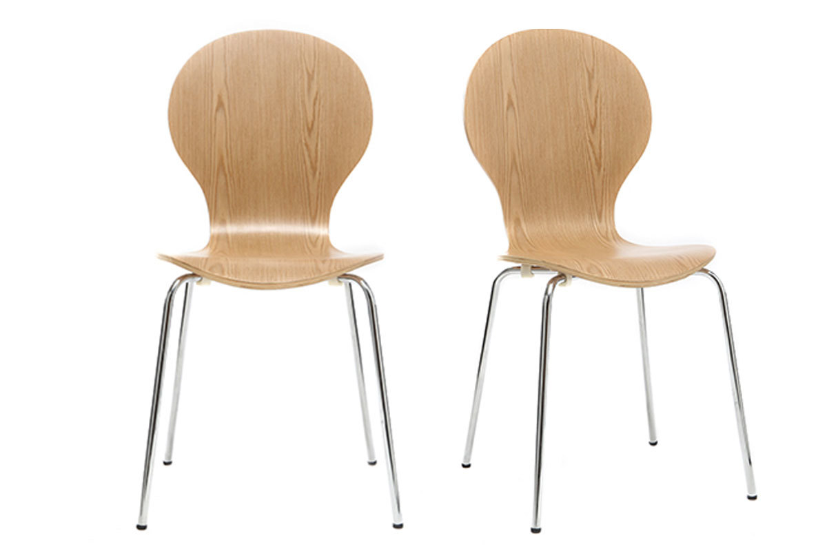 Chaise design bois clair (lot de 2) NEW ABIGAIL