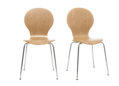Chaise design bois clair (lot de 2) NEW ABIGAIL