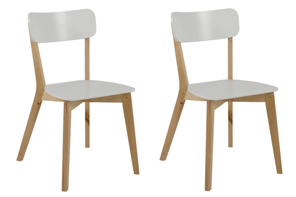 Chaise design bois et laqu� blanc mat (lot de 2) LAENA