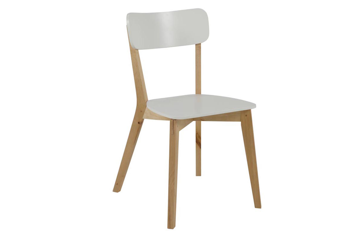 Chaise design bois et laqu� blanc mat (lot de 2) LAENA