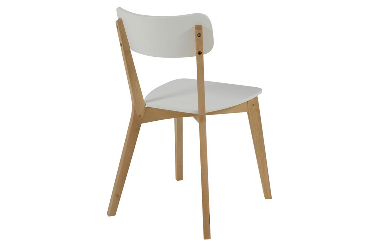 Chaise design bois et laqu� blanc mat (lot de 2) LAENA