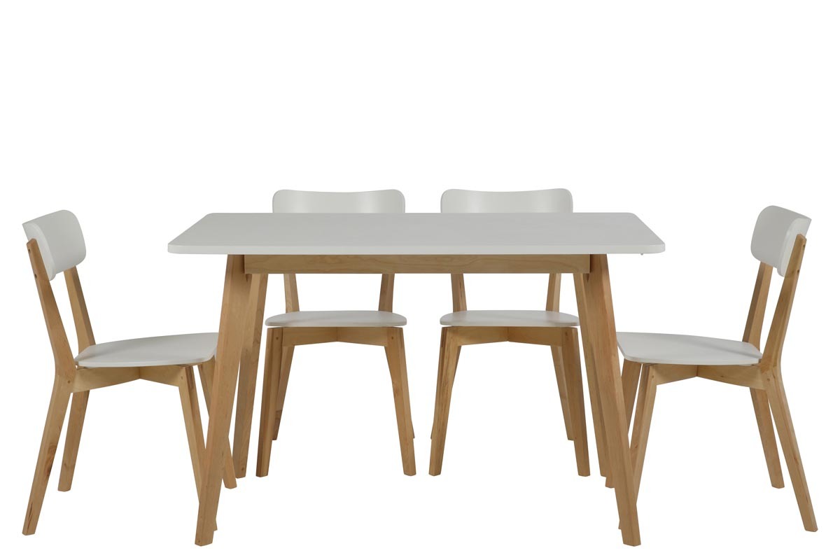 Chaise design bois et laqu� blanc mat (lot de 2) LAENA