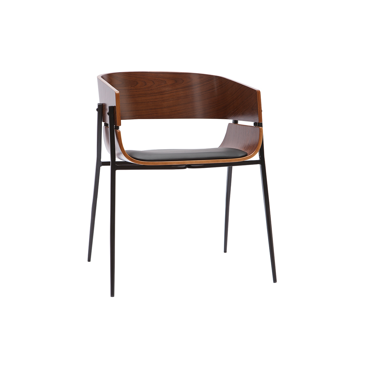 Chaise design bois foncé et métal noir WESS Chaise design bois foncé et métal noir WESS