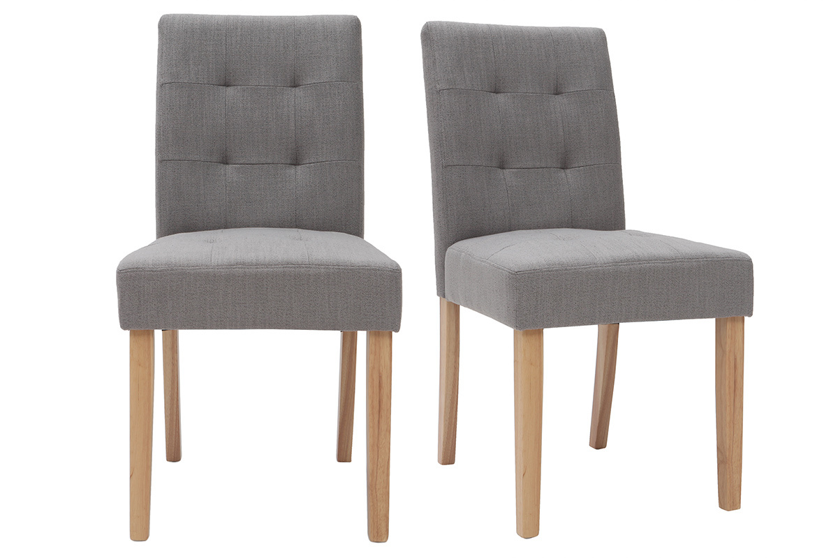 Chaise design capitonne tissu gris (lot de 2) ESTER