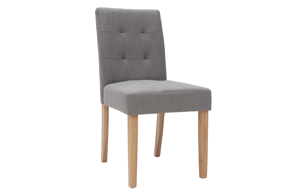 Chaise design capitonne tissu gris (lot de 2) ESTER