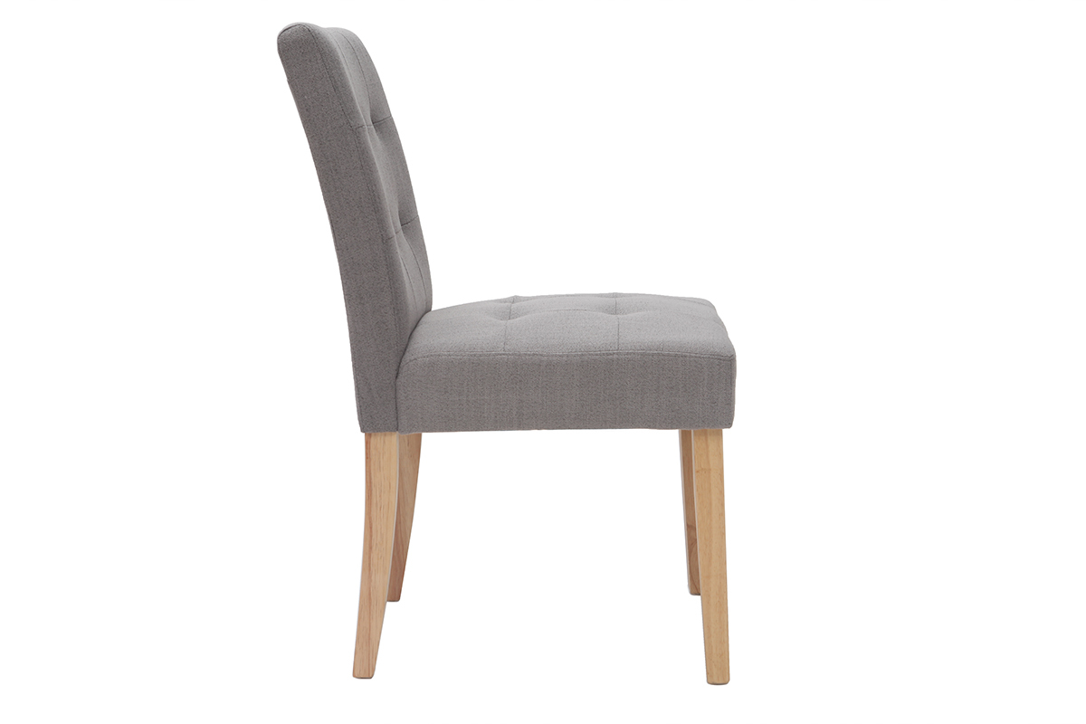 Chaise design capitonne tissu gris (lot de 2) ESTER
