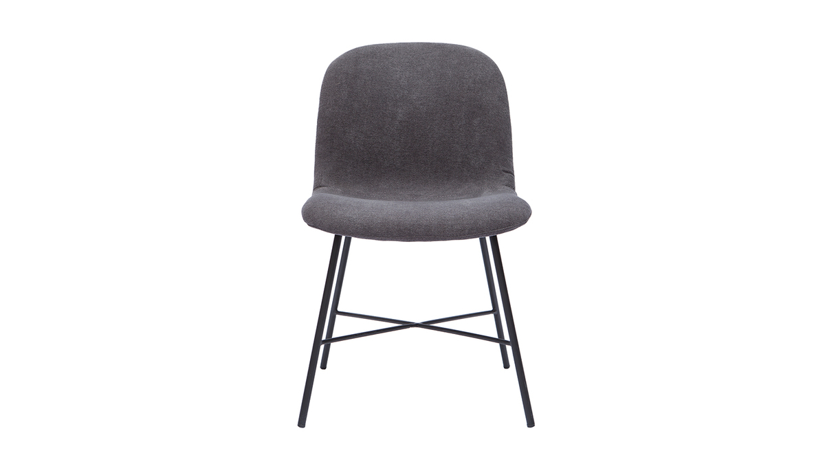 Chaise design effet velours gris et métal noir ARCADE
