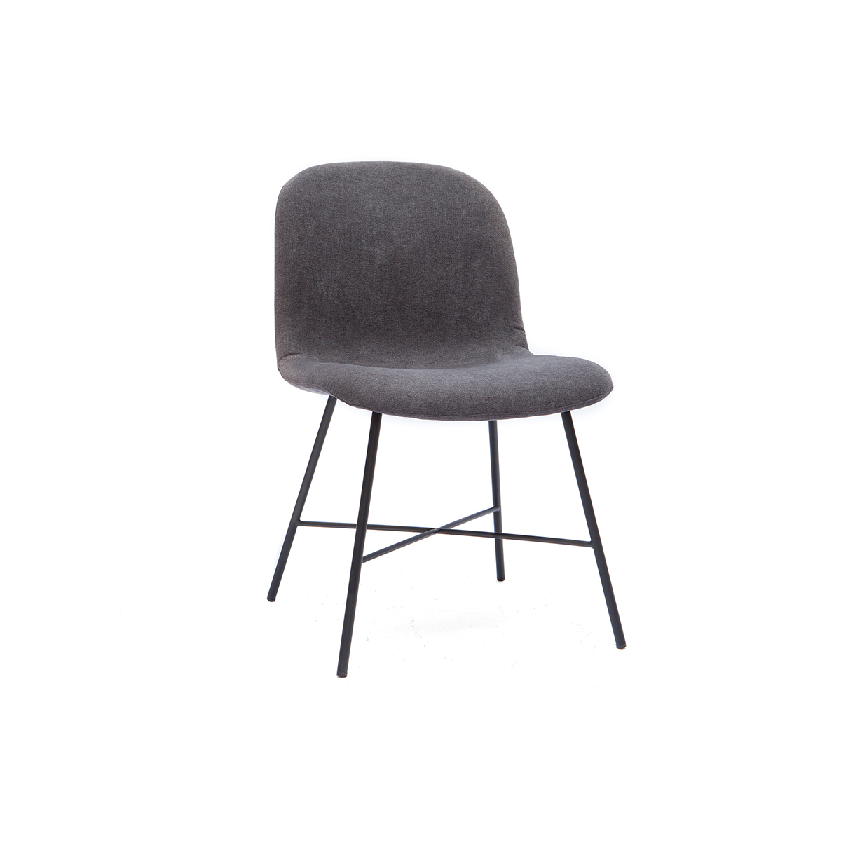 Chaise design effet velours gris et métal noir ARCADE vue1