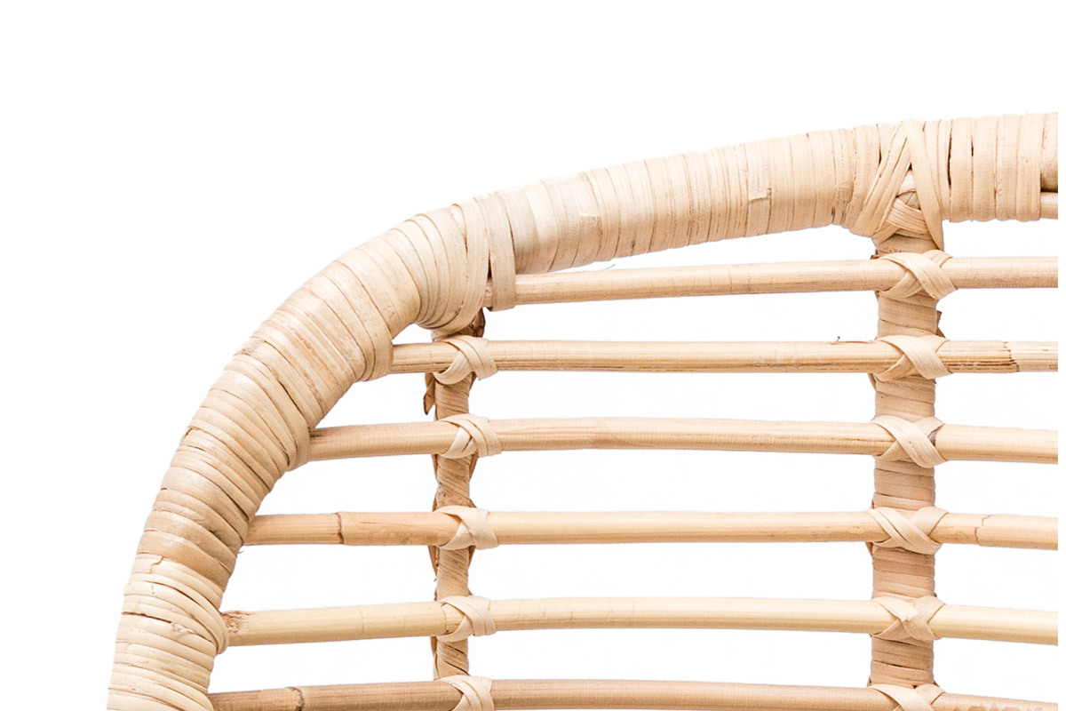 Chaise design en rotin et tissu bleu p�trole NICOLAS