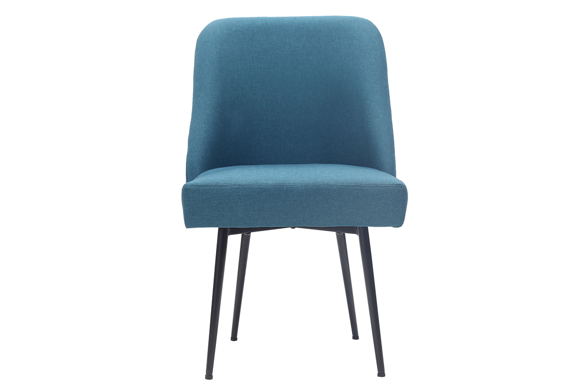 Chaise design en tissu bleu canard et pieds mtal noir LOV