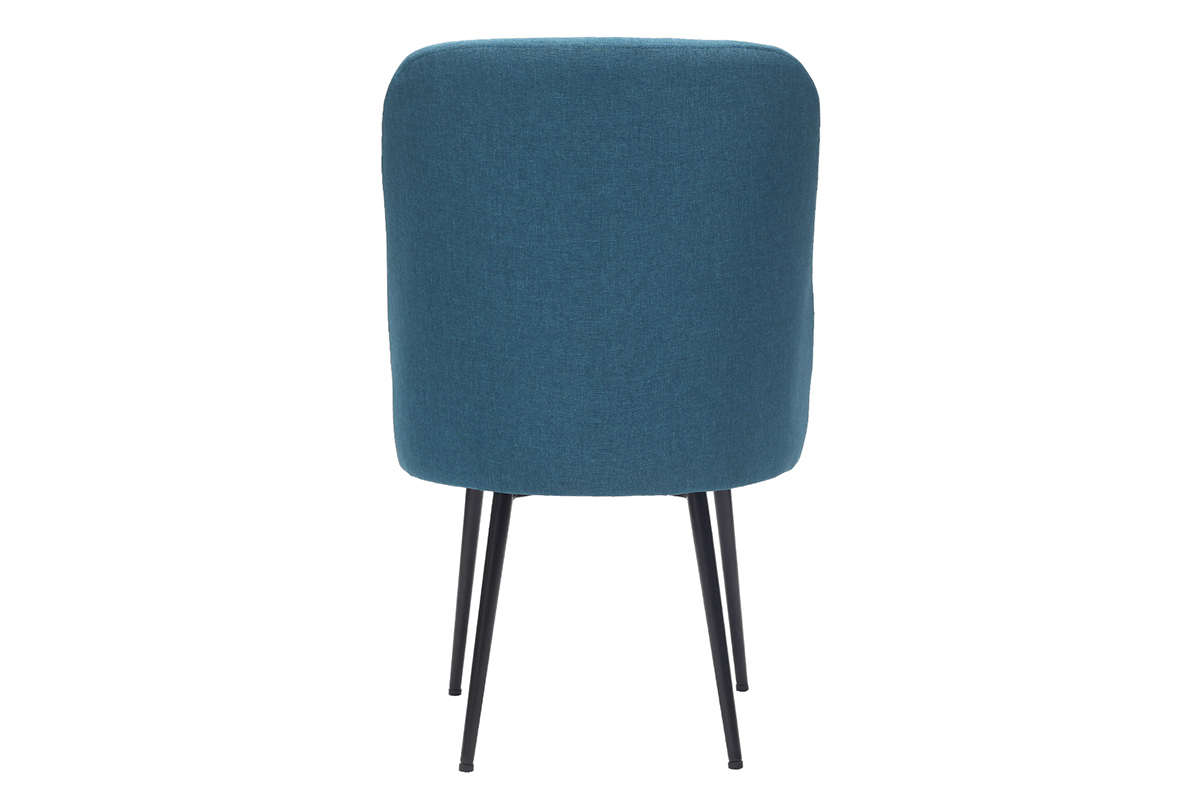 Chaise design en tissu bleu canard et pieds mtal noir LOV