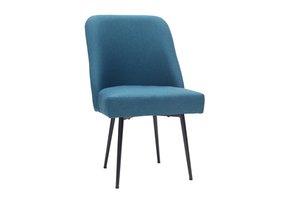 Chaise design en tissu bleu canard et pieds m&eacute;tal noir LOV