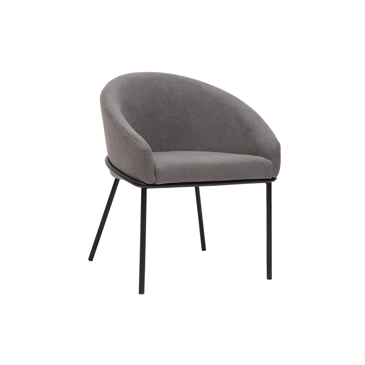 Chaise design en tissu effet velours gris et métal noir JENNA vue1