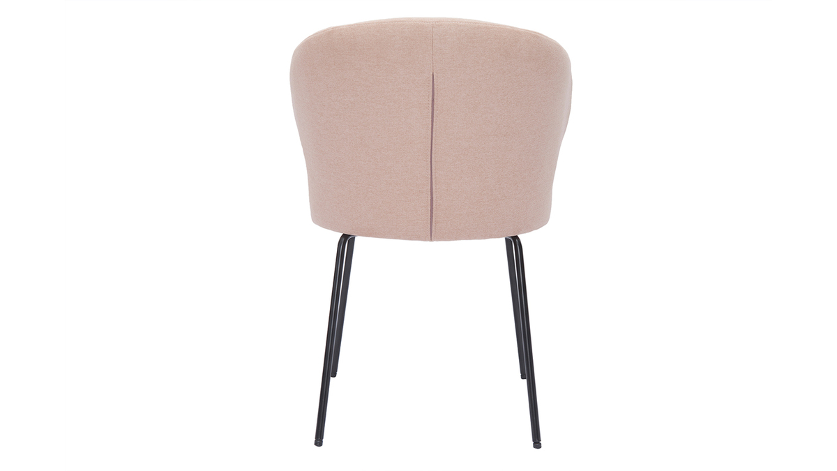 Chaise design en tissu effet velours rose poudré et métal noir YDA - Miliboo