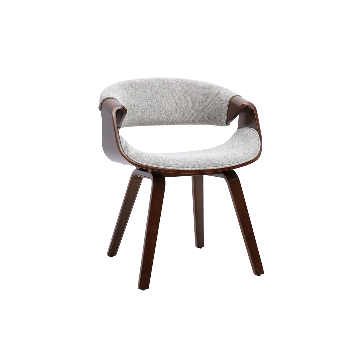 Chaise design en tissu effet velours texturé gris et bois foncé ARAMIS Chaise design en tissu effet velours texturé gris et bois foncé ARAMIS