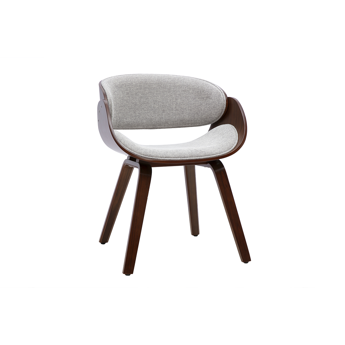 Chaise design en tissu effet velours texturé gris et bois foncé BENT Chaise design en tissu effet velours texturé gris et bois foncé BENT