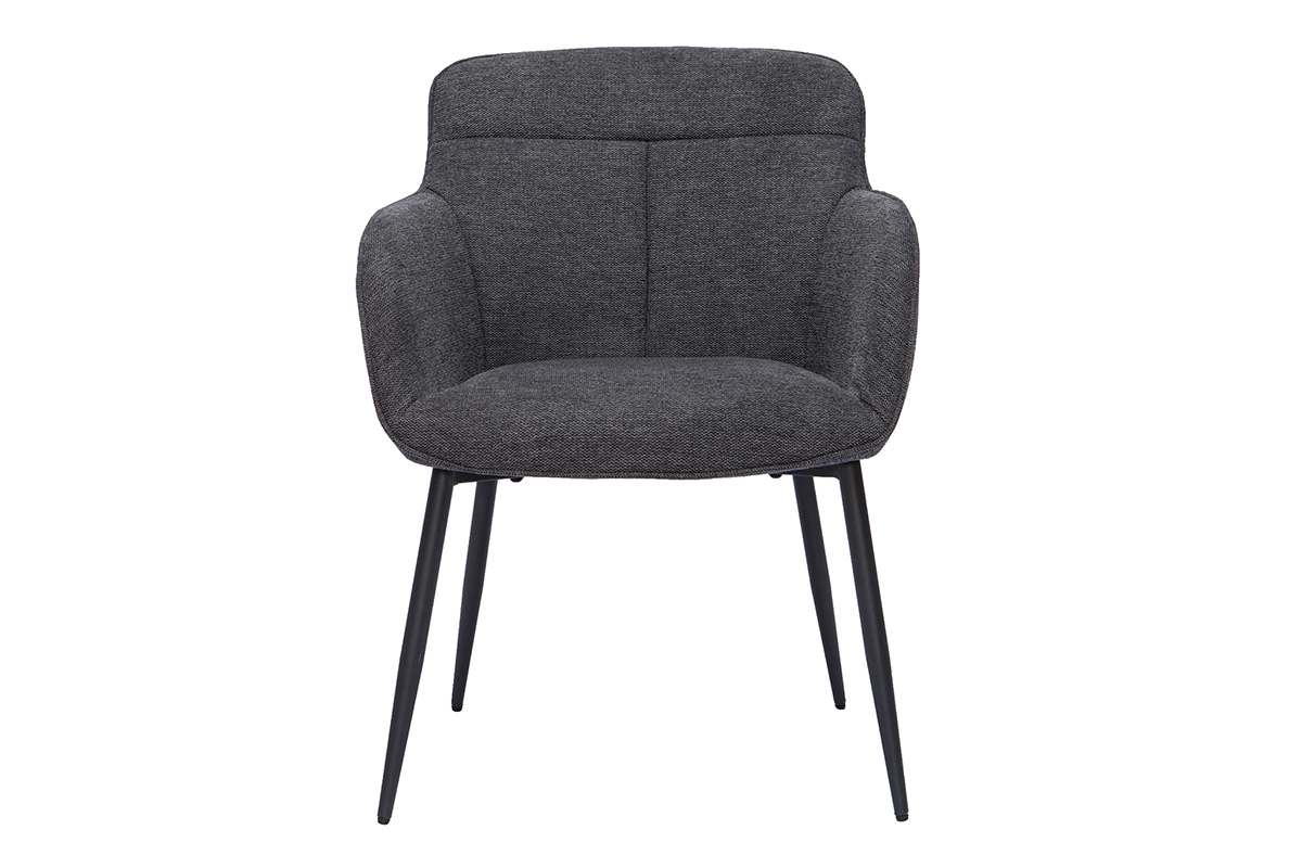 Chaise design en tissu effet velours textur gris fonc et mtal noir FRIDA