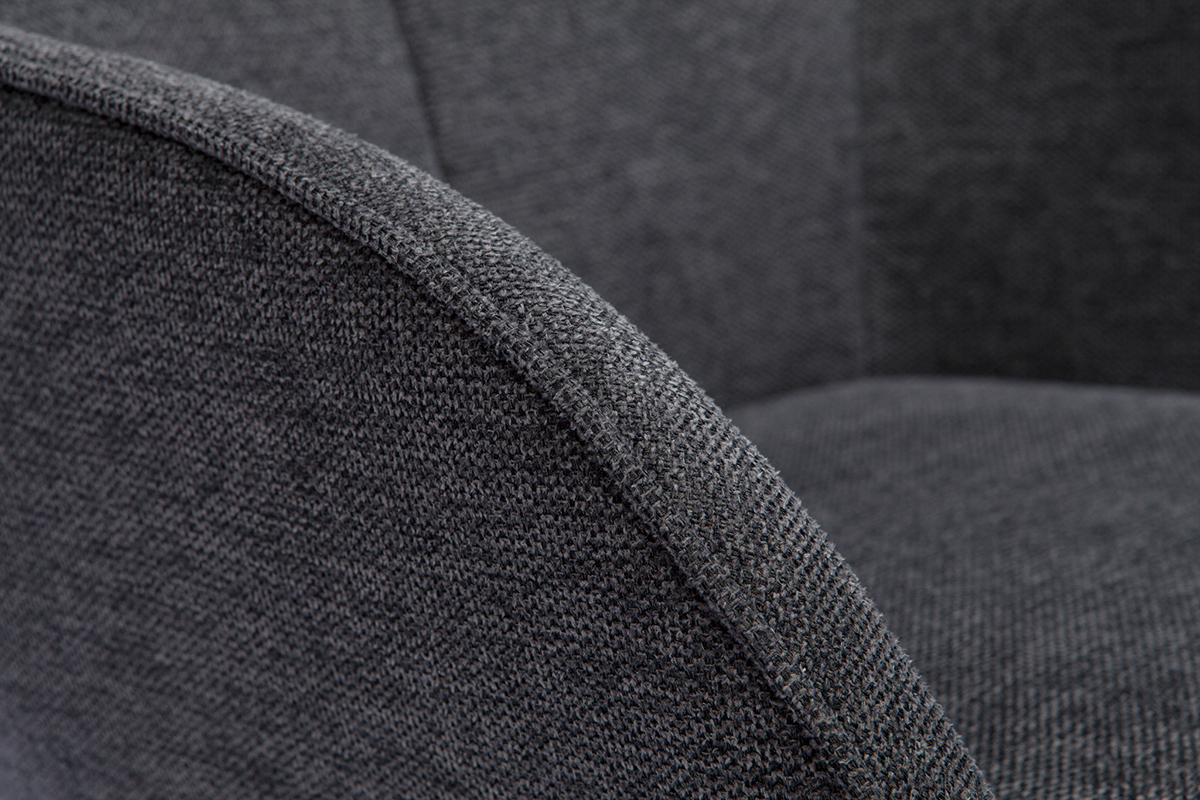 Chaise design en tissu effet velours textur gris fonc et mtal noir FRIDA