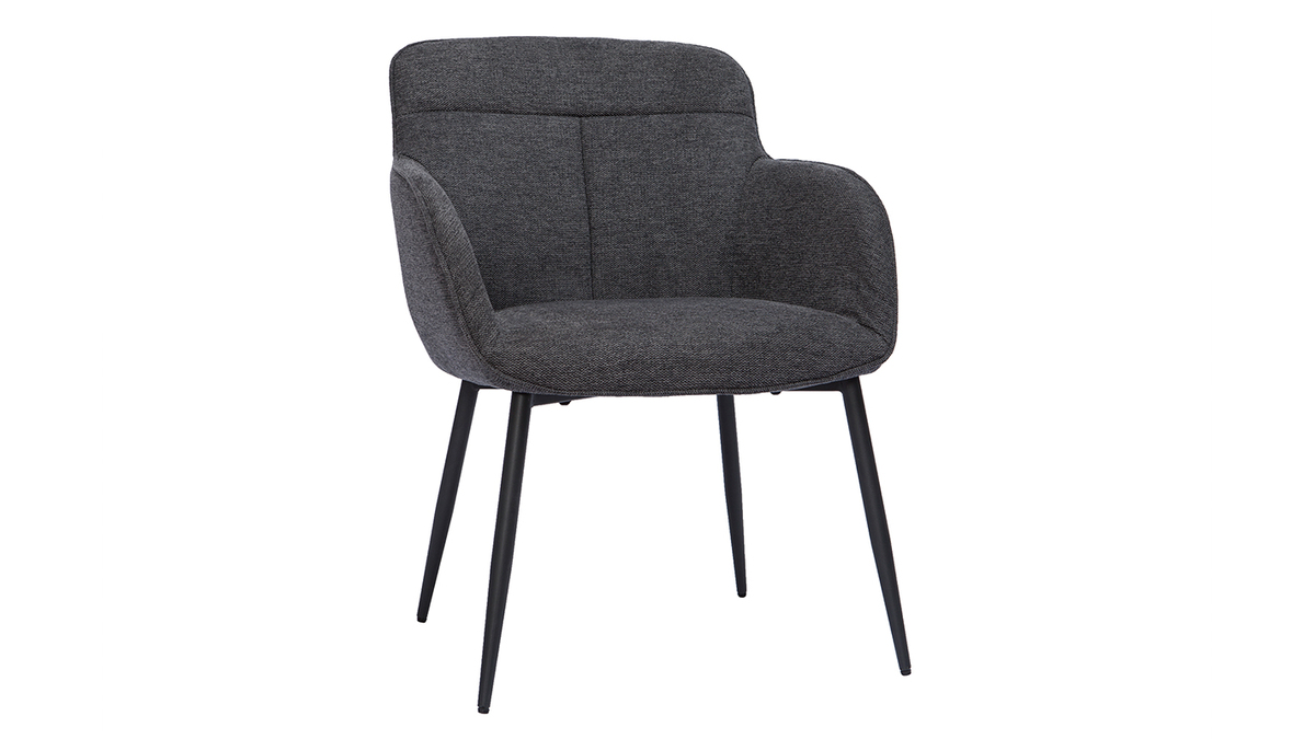 Chaise design en tissu effet velours texturé gris foncé FRIDA