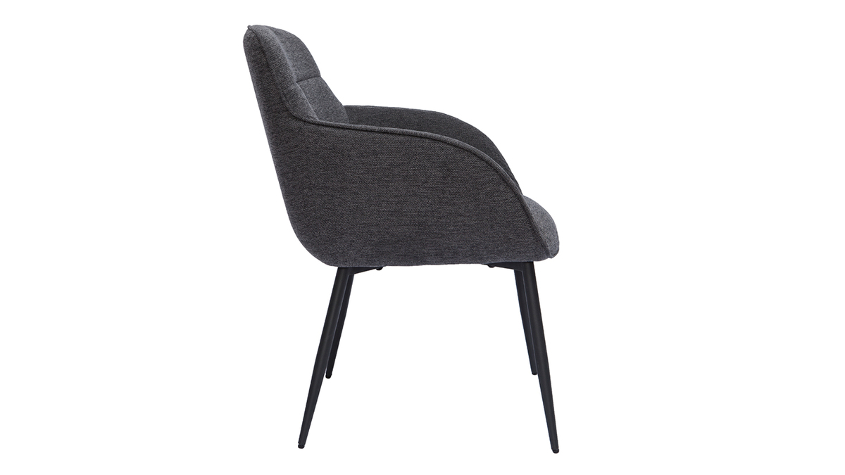 Chaise design en tissu effet velours texturé gris foncé FRIDA