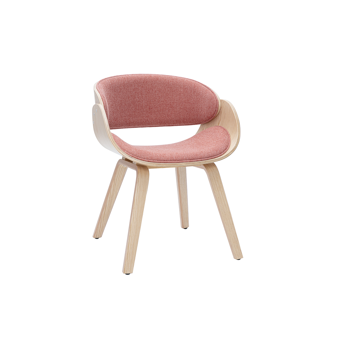 Chaise design en tissu effet velours texturé terracotta et bois clair BENT Chaise design en tissu effet velours texturé terracotta et bois clair BENT