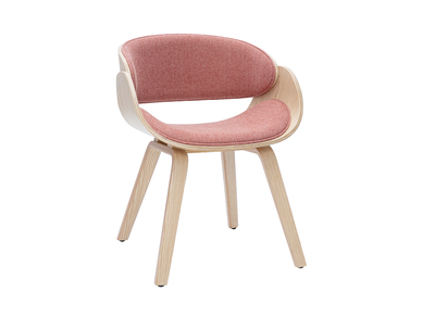 Chaise design en tissu effet velours texturé terracotta et bois clair BENT