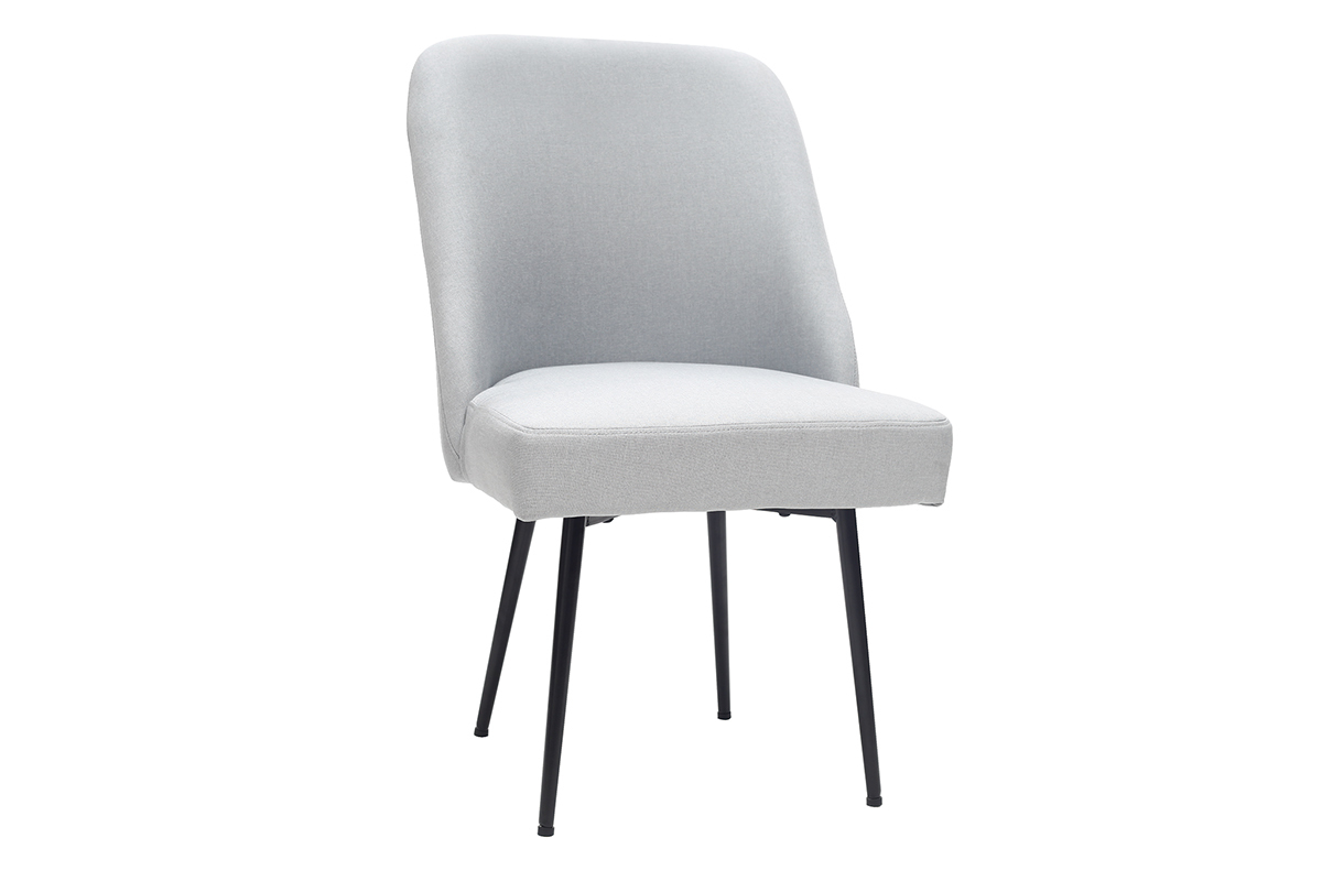 Chaise design en tissu gris clair et pieds mtal noir LOV