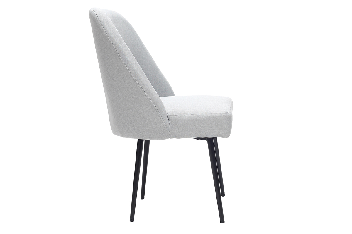 Chaise design en tissu gris clair et pieds mtal noir LOV
