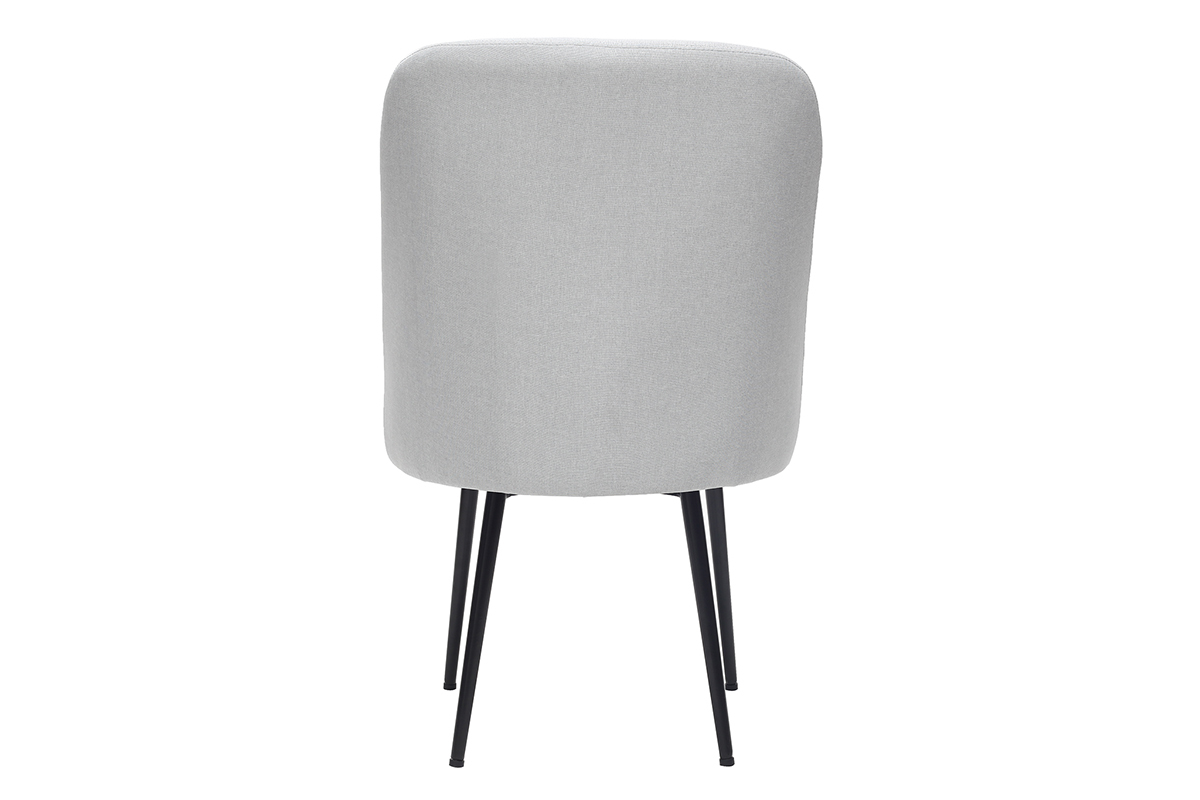 Chaise design en tissu gris clair et pieds mtal noir LOV