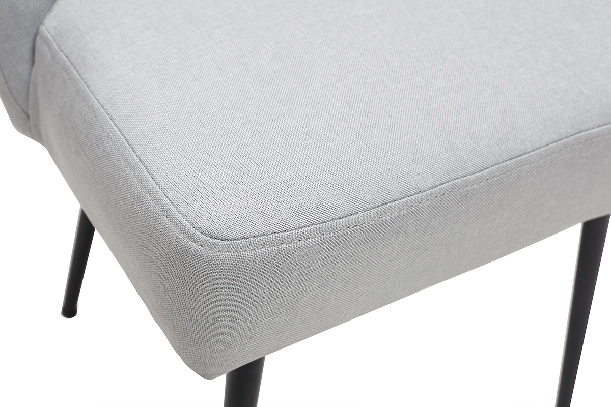 Chaise design en tissu gris clair et pieds mtal noir LOV