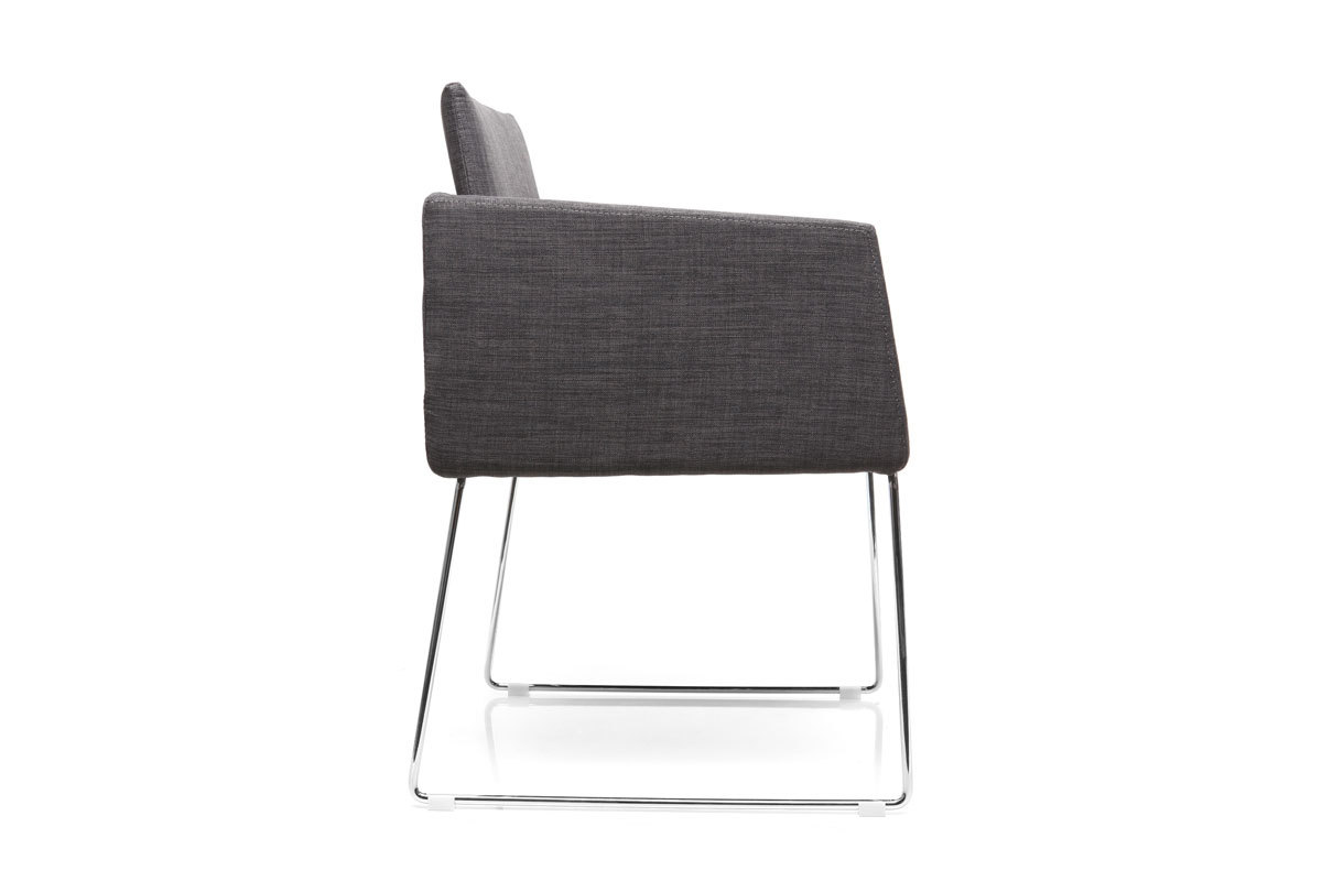 Chaise design en tissu gris et acier chrom NEORA