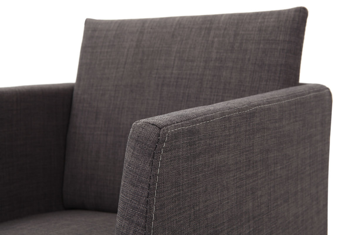 Chaise design en tissu gris et acier chrom NEORA