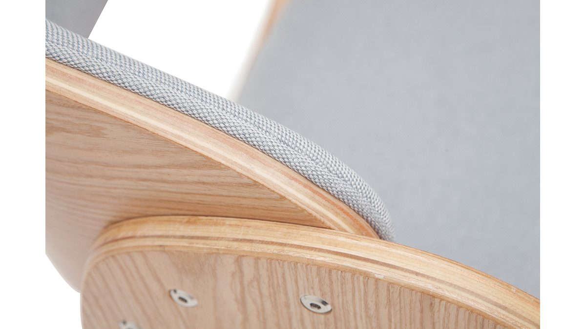 Chaise design en tissu gris et bois clair BENT
