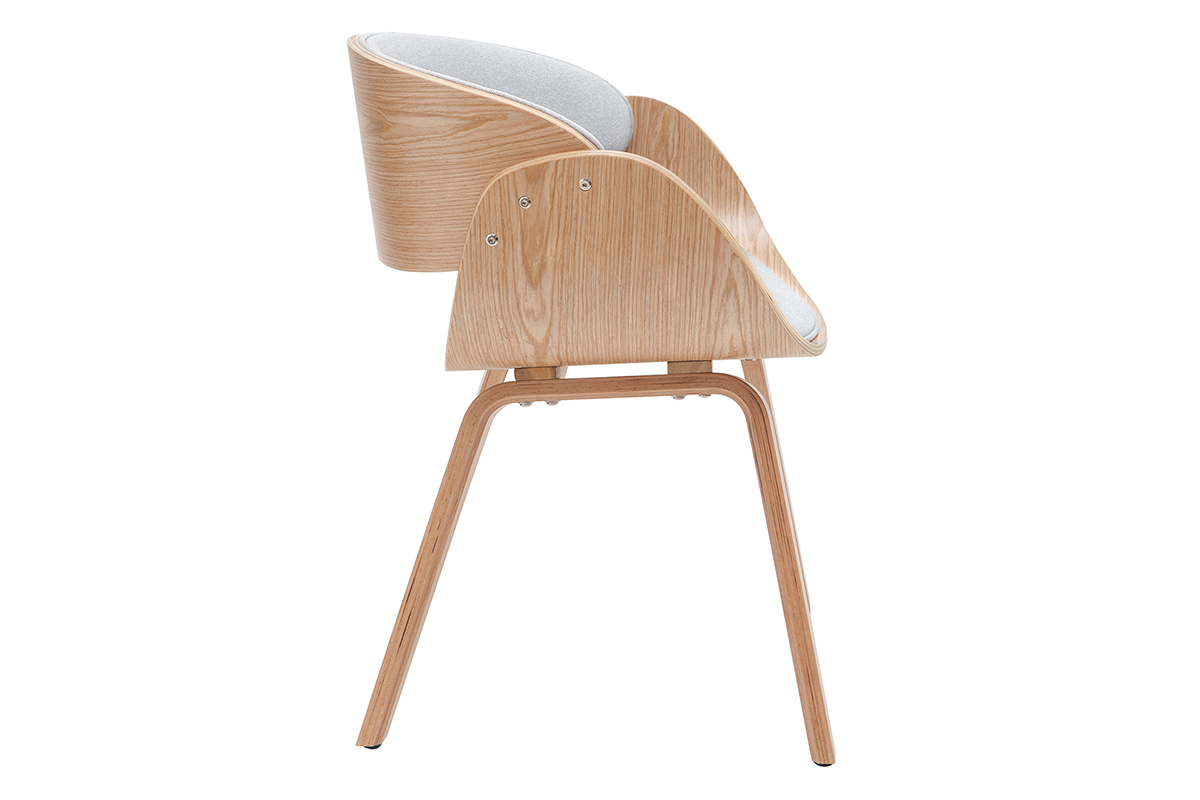Chaise design en tissu gris et bois clair BENT