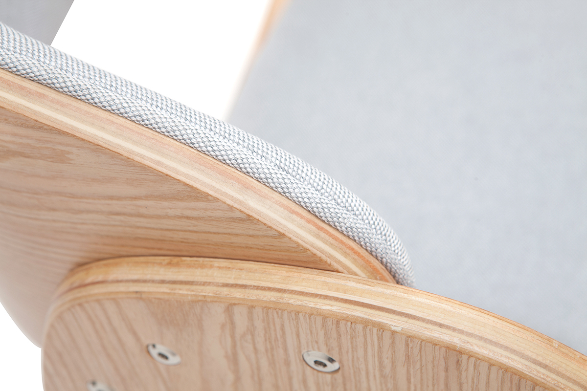 Chaise design en tissu gris et bois clair BENT