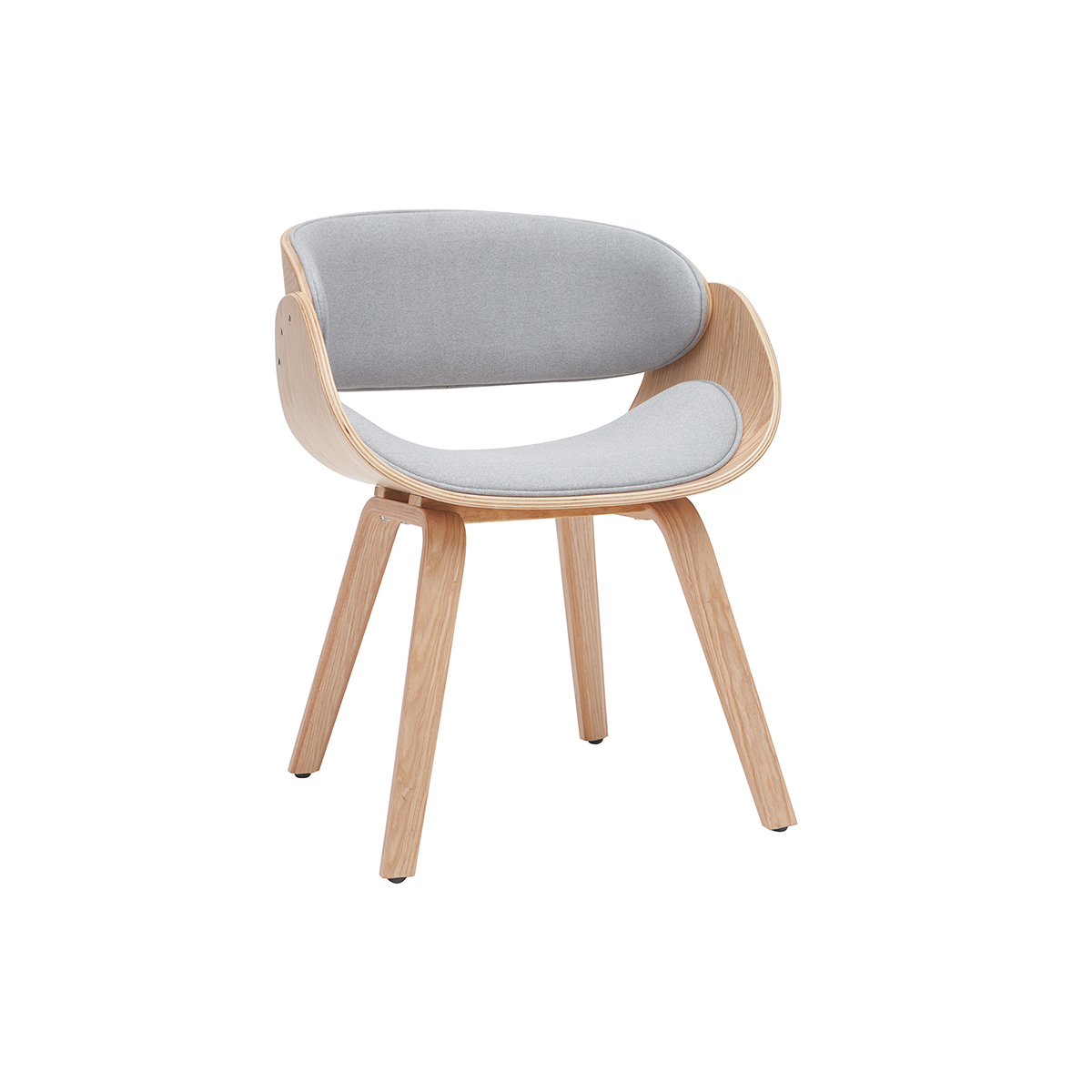 Chaise design en tissu gris et bois clair BENT vue1