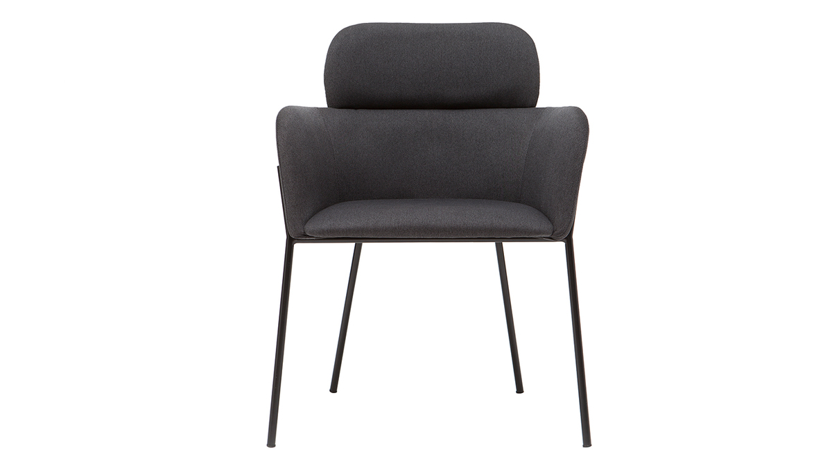 Chaise design en tissu gris et métal noir TULUM