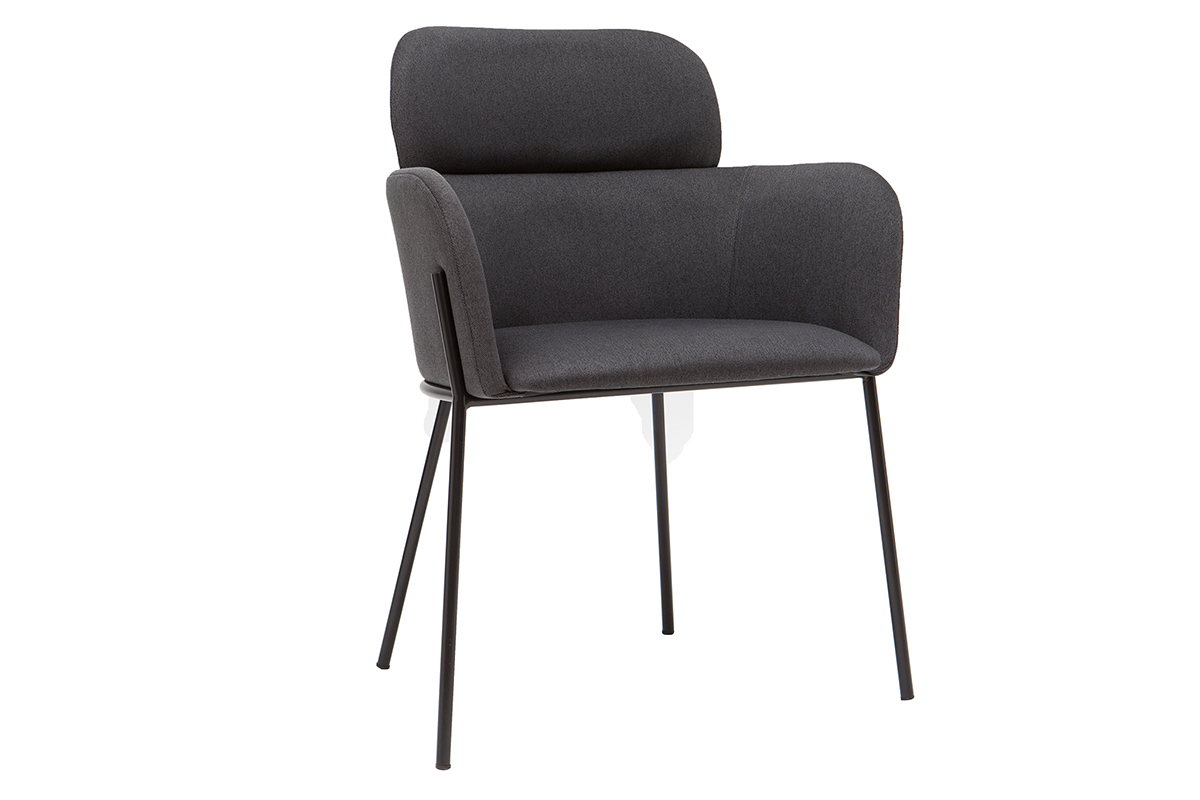 Chaise design en tissu gris et m�tal noir TULUM
