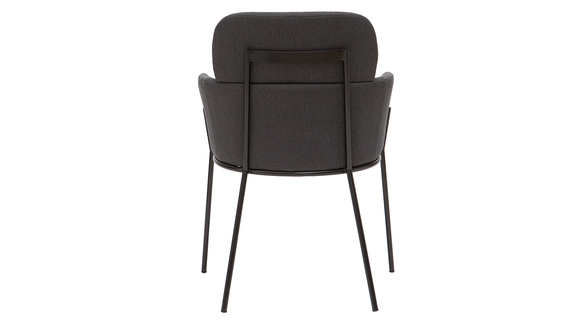 Chaise design en tissu gris et métal noir TULUM